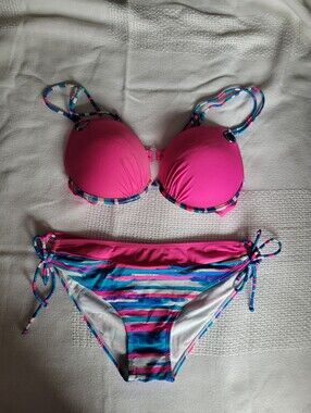Vibrant Pink and Blue Women's Bikini